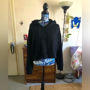 Adorable Black Cropped Hoodie sweatshirt